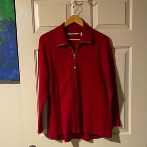 Soft Surroundings Meria Zip Cardi Red Zip-Up Jacket